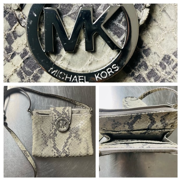 Michael Kors Handbags - MICHAEL KORS NWOT Snakeskin Crossbody With Adjustable Strap & Silver Hardware